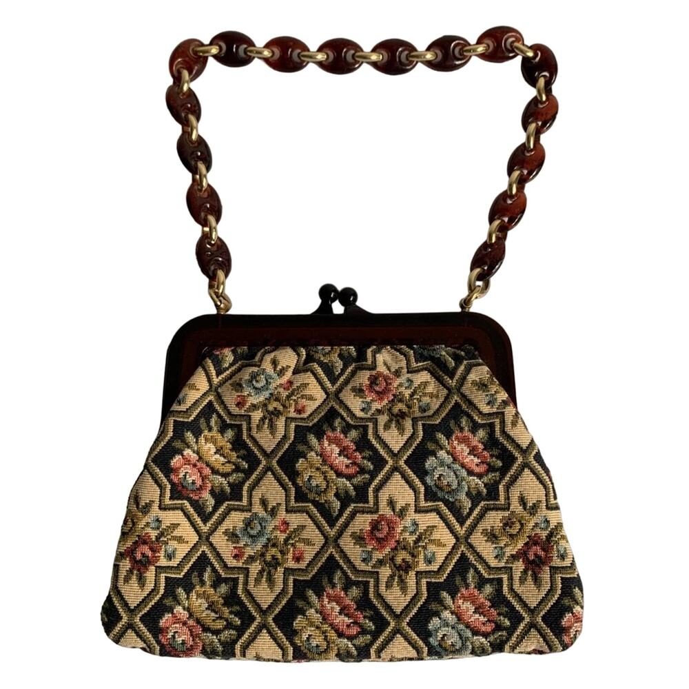 Vintage Walborg Lucite & Tapestry Purse